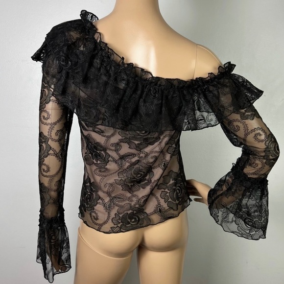 NEW NICHOLAS REVOLVE BLACK LACE ONE SHOULDER TOP - Picture 7 of 8
